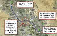 Map of Bogan's travels