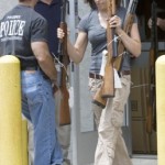 Juarez Police confiscate weapons smuggled in from US in a recent raid.