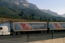 Mexican truckers taking a break at the toll booths between Monterrey and Saltillo